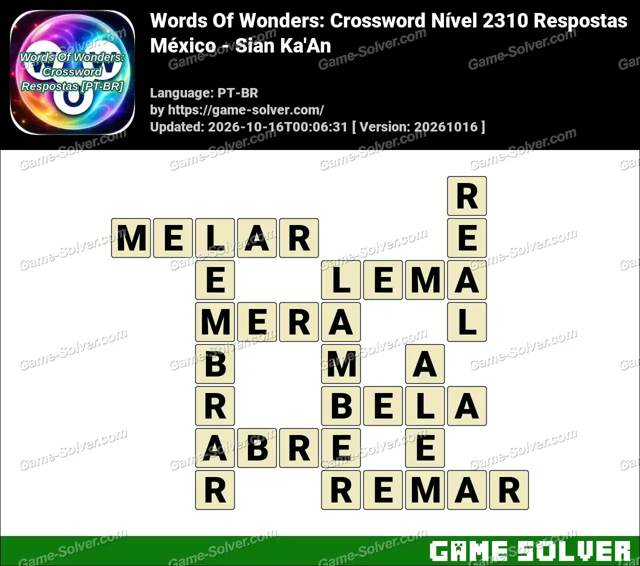 Words Of Wonders: Crossword Nível 2310 Respostas – México – Sian Ka’An